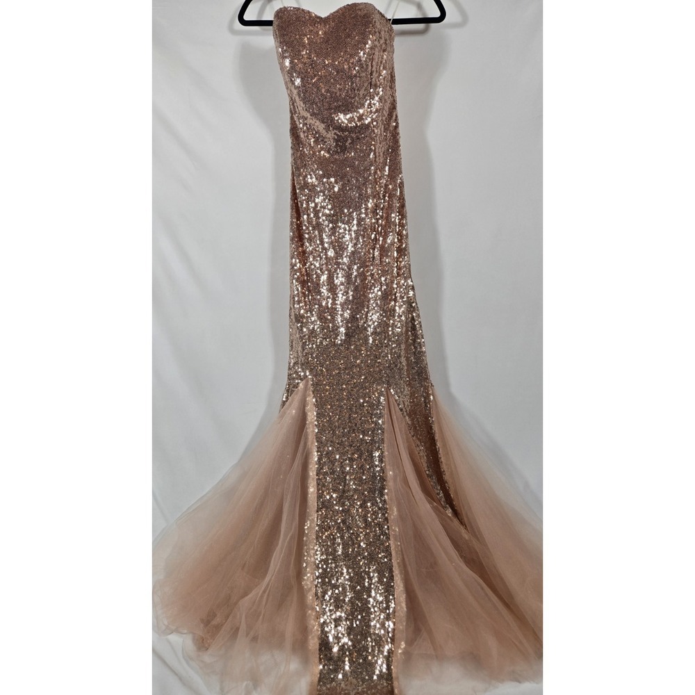 Peach Sleeveless Sequin Tulle Dress | Women's XXS 00